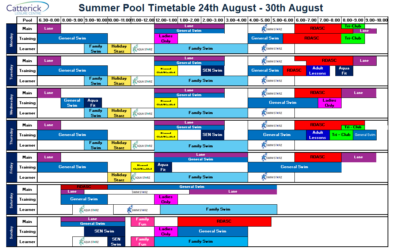 Pool Timetable week commencing Monday 24th August