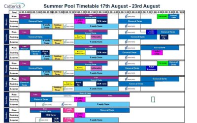 Pool Timetable week commencing Monday 17th August